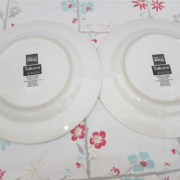 Lot Of 2 Sakura Oneida Warren Kimble Holiday Cheer Chickens Santa Sleeping Salat - Picture 4 of 9